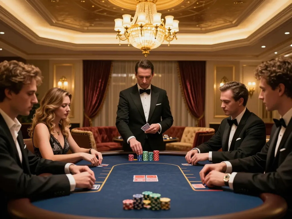 Engaged players strategizing during a vk88 poker game in an upscale casino