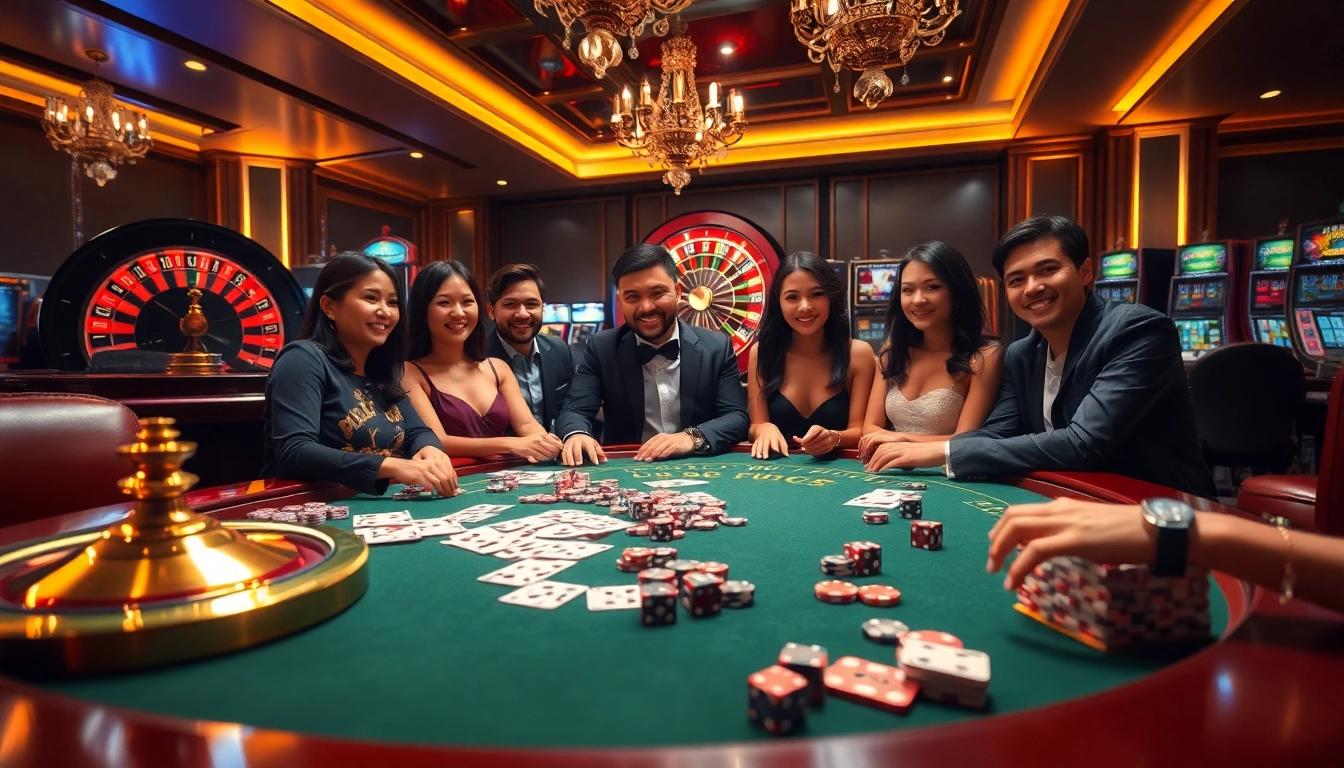 Experience thrilling gambling moments at https://sv368com.biz/ with excited players enjoying casino tables.