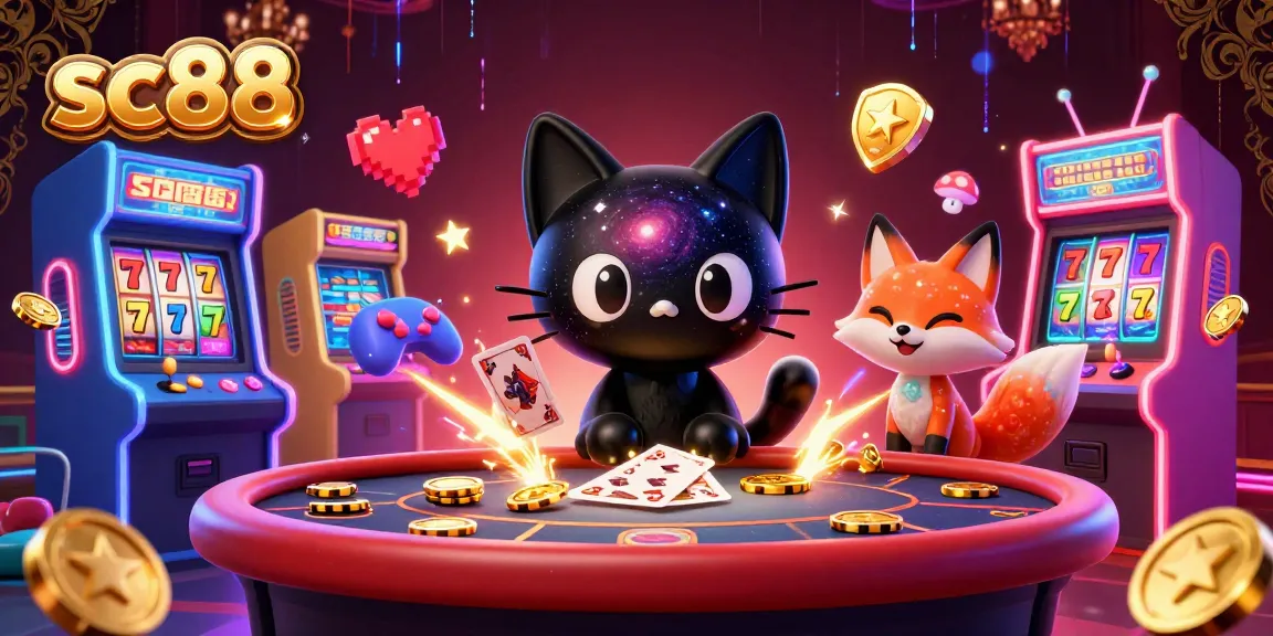 Join the exciting sc88 cosmic casino experience with vibrant game elements and charming characters.