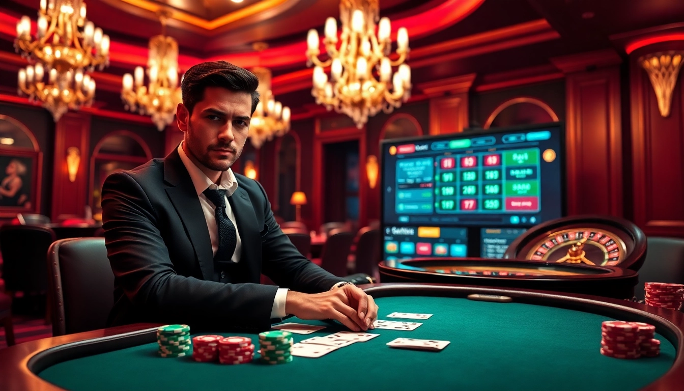 A thrilling moment at the casino featuring professional gamblers, cards, and chips at https://nhacaiuytinvn.us.com/.