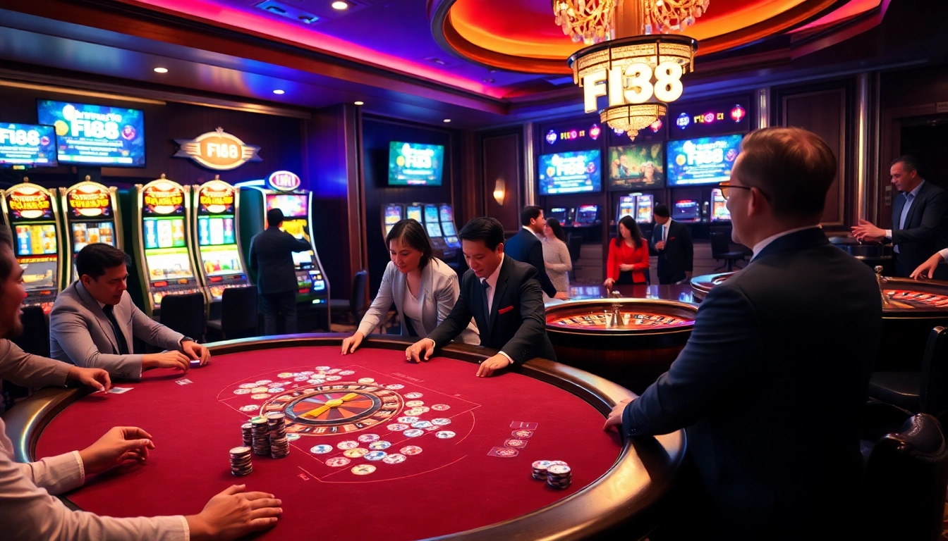 Engaged players at a poker table with https://fi88pro.online reflecting excitement and strategy.