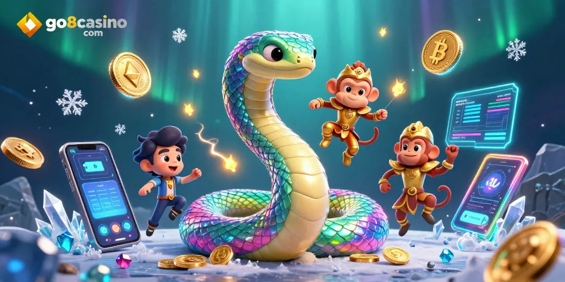 Experience excitement at go8casino com with vibrant gaming elements and a dynamic 3D illustration.