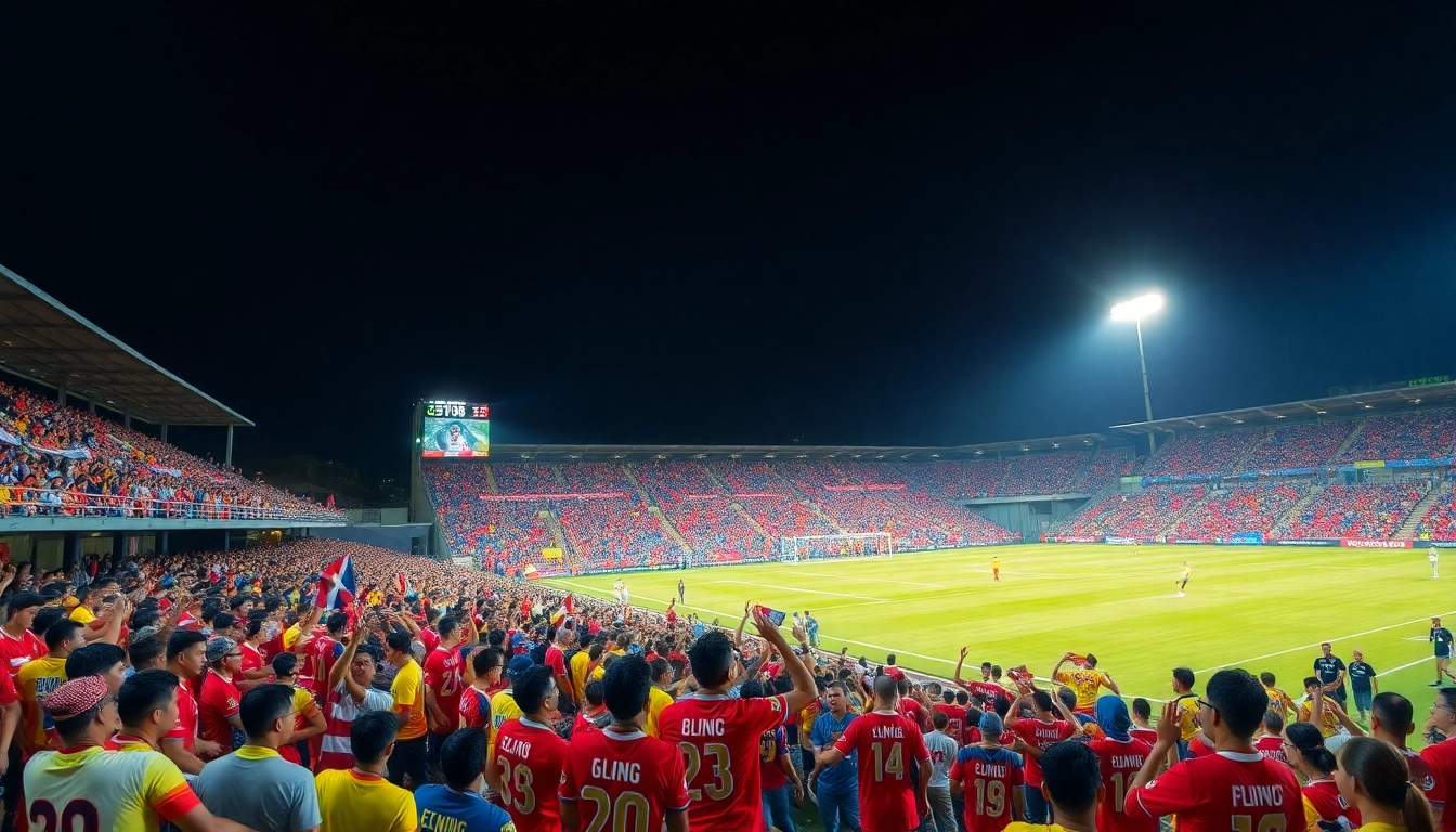 Dynamic crowd cheering at Vô Địch Quốc Gia Thái Lan match, illustrating football excitement.