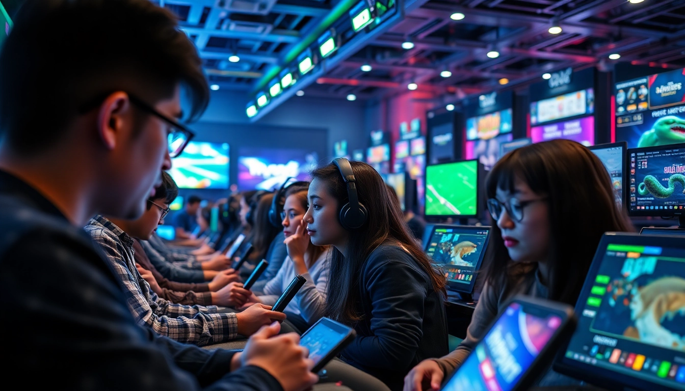Vibrant scene of gamers enjoying the GO99 online gaming platform, showcasing diverse gaming experiences.