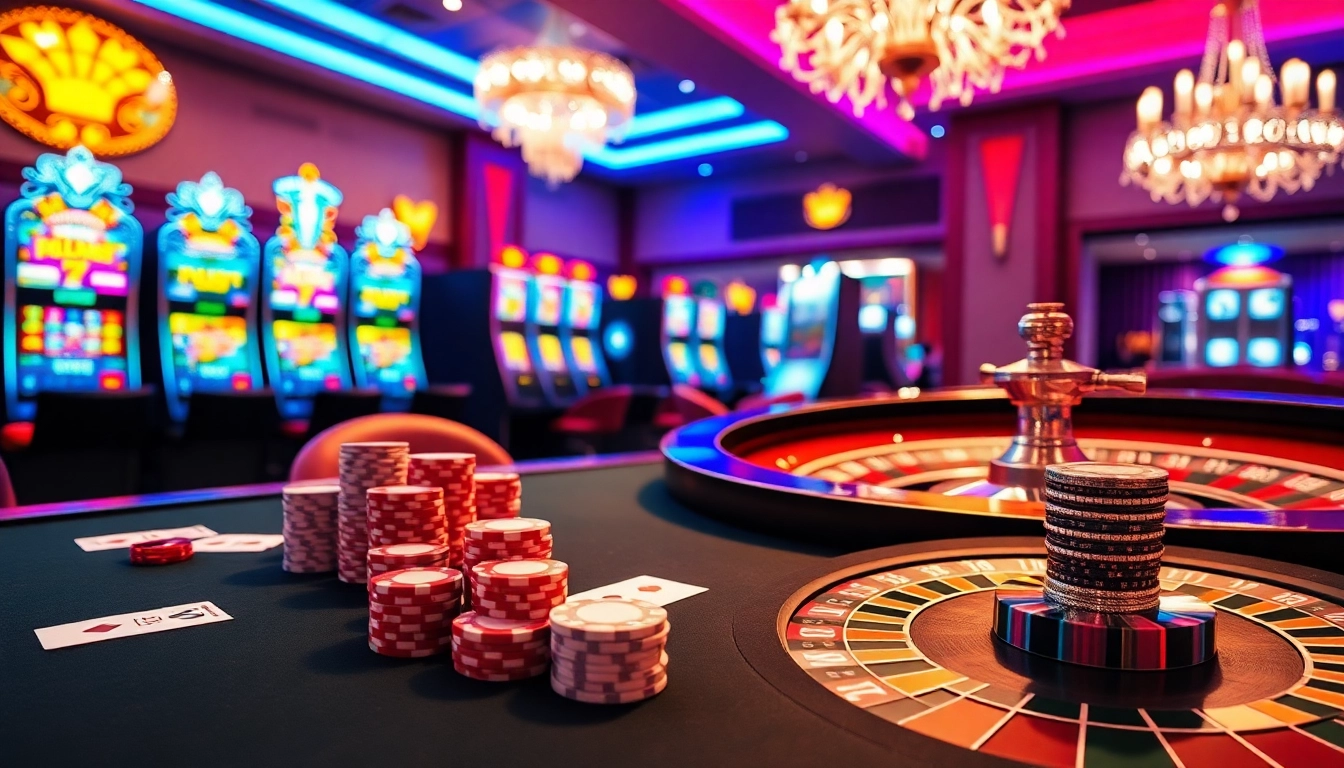 Experience the thrill of gambling at https://fabet.free/ with a vibrant casino scene showcasing poker and roulette.