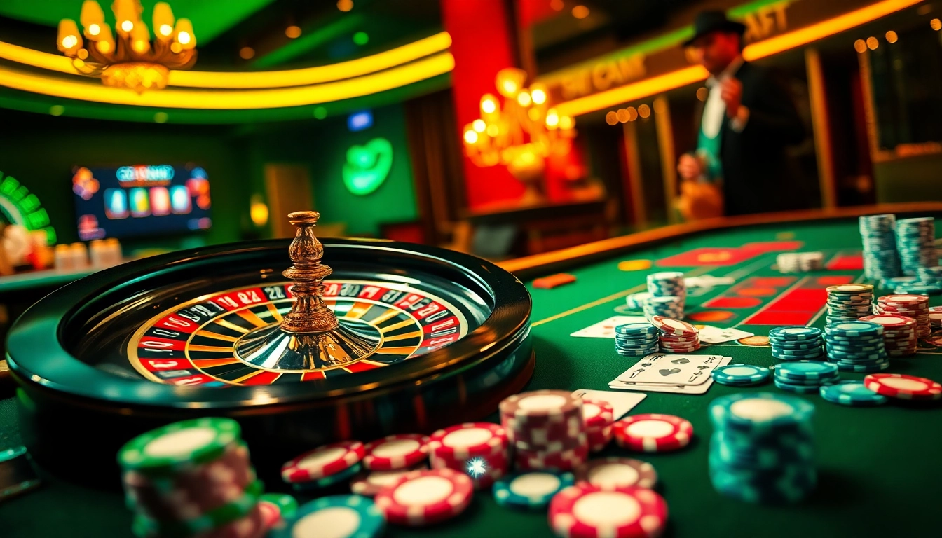 Experience the thrill of online gambling at http://v9bet2.app/ with a vibrant casino scene featuring roulette and poker.