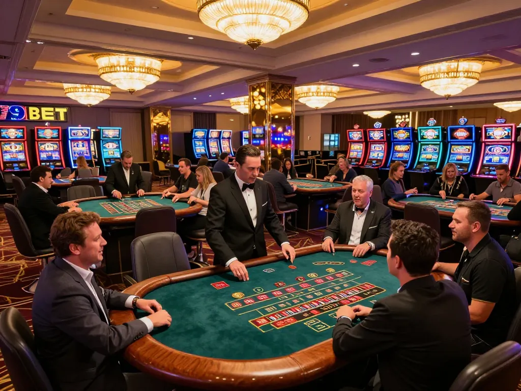 Players engaging in strategic gameplay at V9BET casino tables
