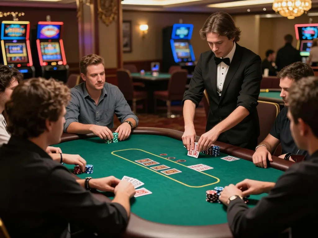 Engaged players at a dynamic da88 poker game table in a luxurious casino atmosphere.