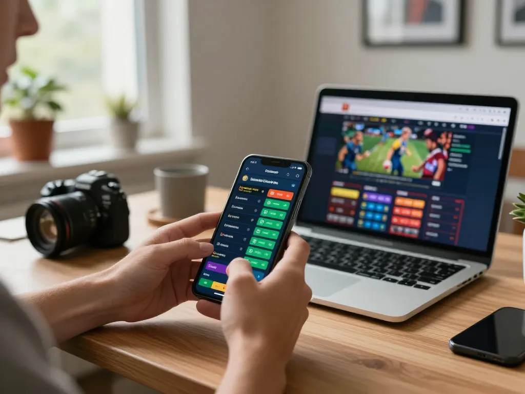 Engaged bettor using tg88 sports app on smartphone while considering strategic bets.