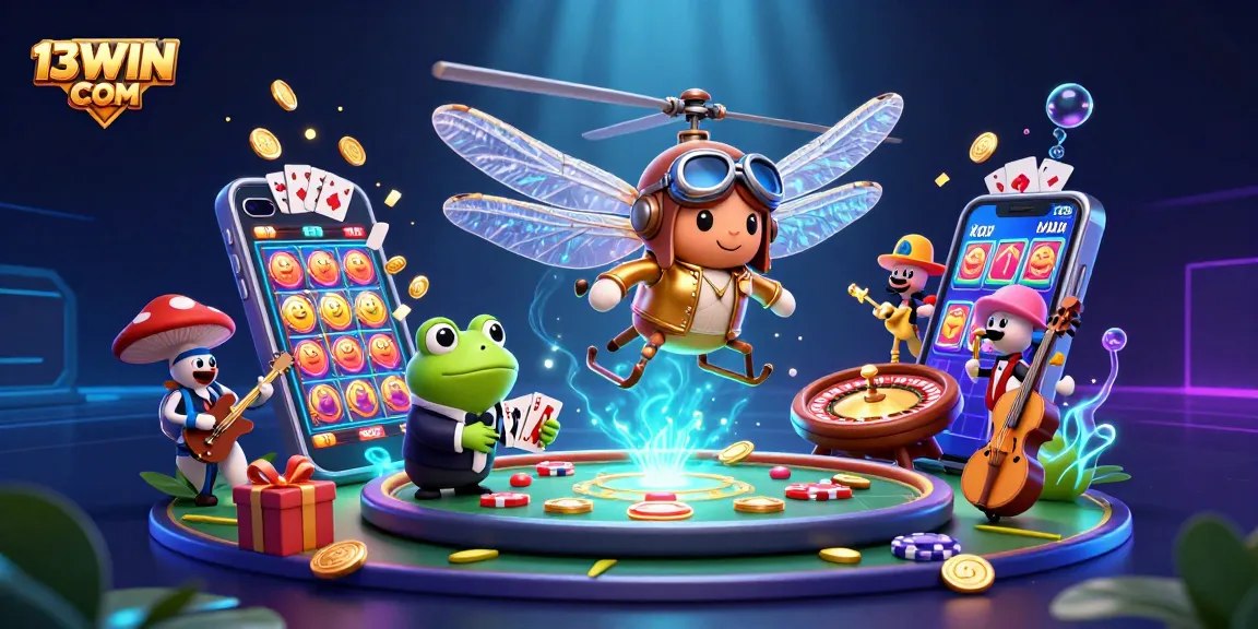 Experience winning thrills at 13WIN COM with vibrant cartoon characters and casino games.