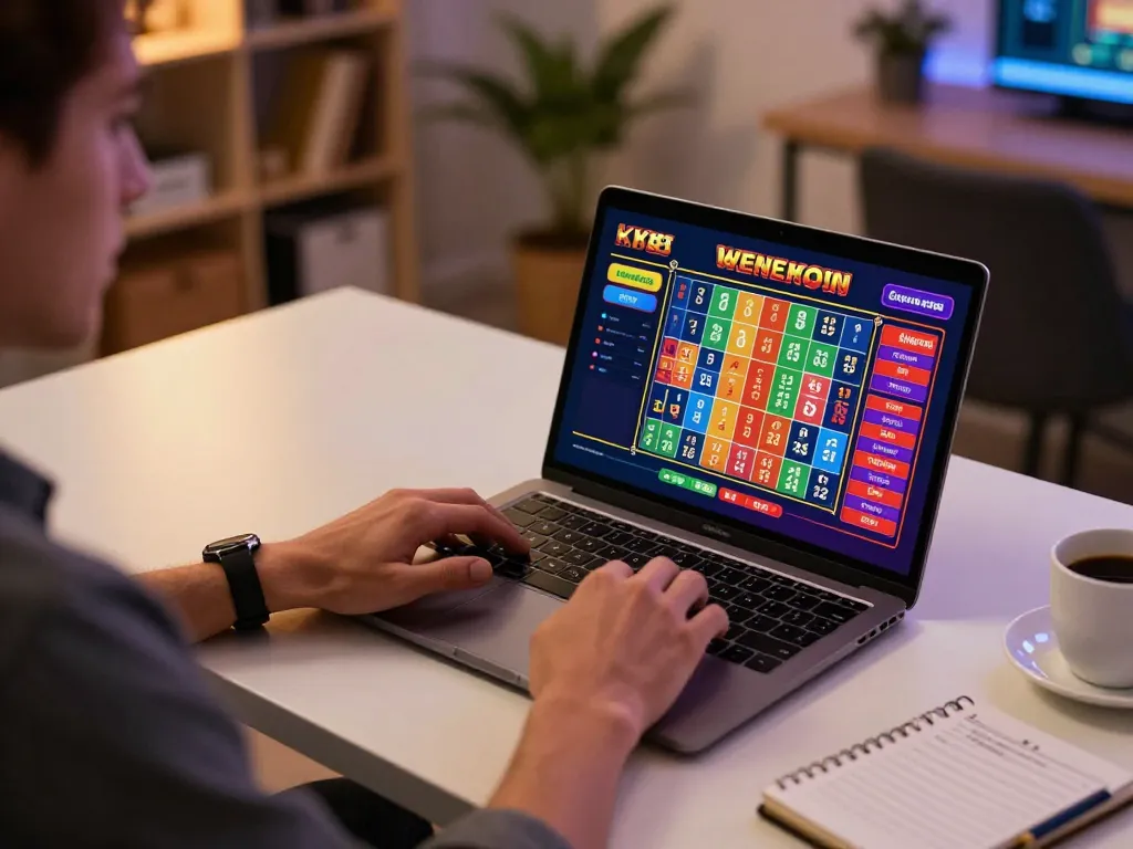 BGD33online player enjoying an exciting Keno game on a laptop at home