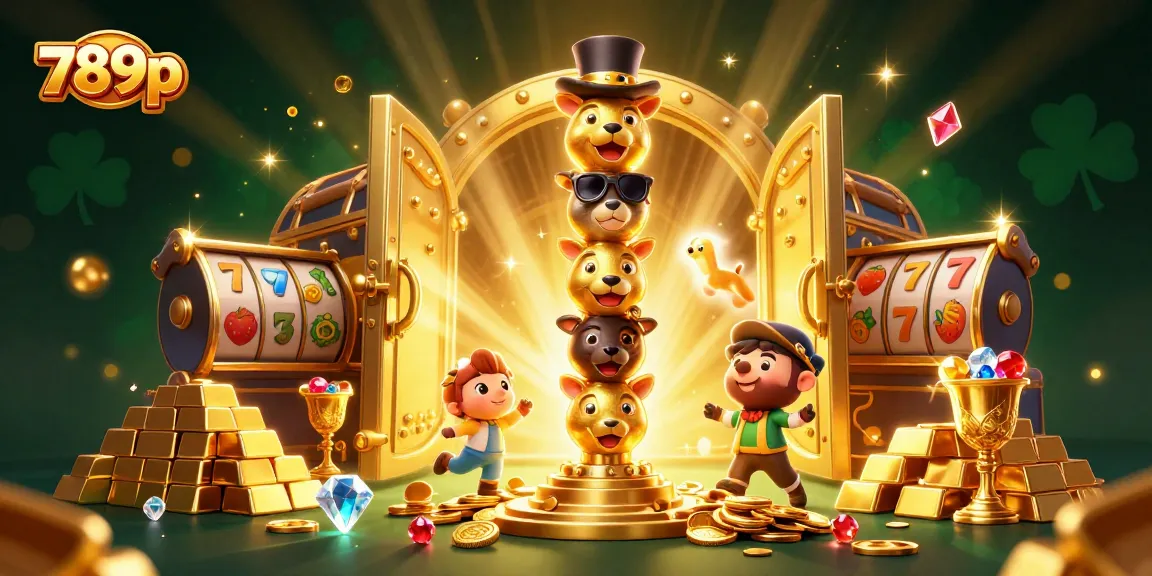 Experience thrilling casino action with 789p, featuring vibrant slot symbols and golden treasures.