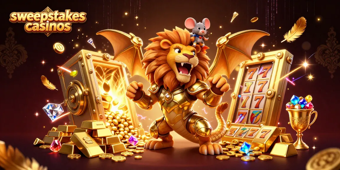 Experience the excitement of sweepstakes casinos with a vibrant, detailed 3D illustration full of treasures.