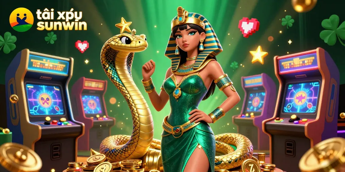 Experience thrilling tài xỉu sunwin gameplay with vibrant characters and arcade elements in this 3D illustration.