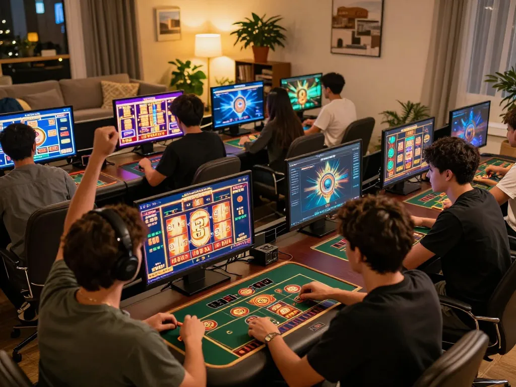 Experience the thrill of winning with XX88 as players celebrate their online casino victories in a cozy home setup.