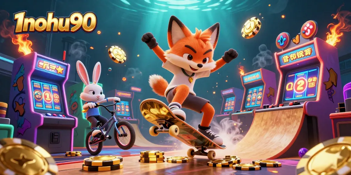 Experience thrilling slots at 1nohu90 with playful characters and vibrant casino elements.