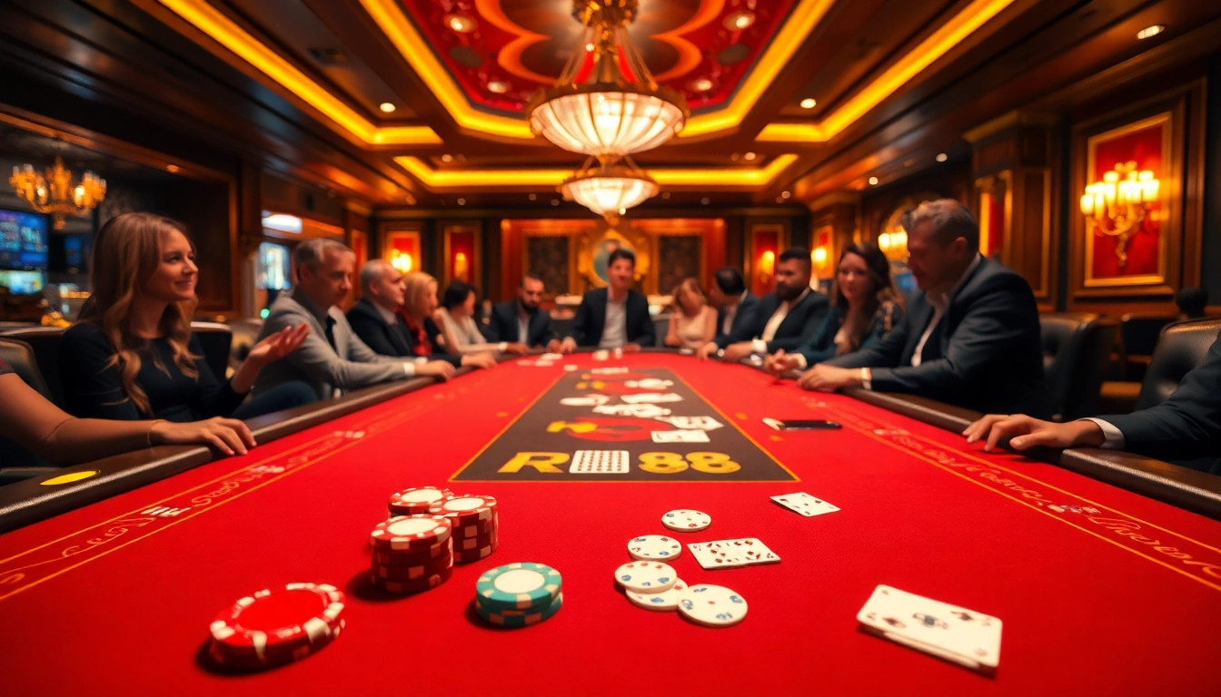 Experience the thrill of betting at RED88's luxurious casino table.