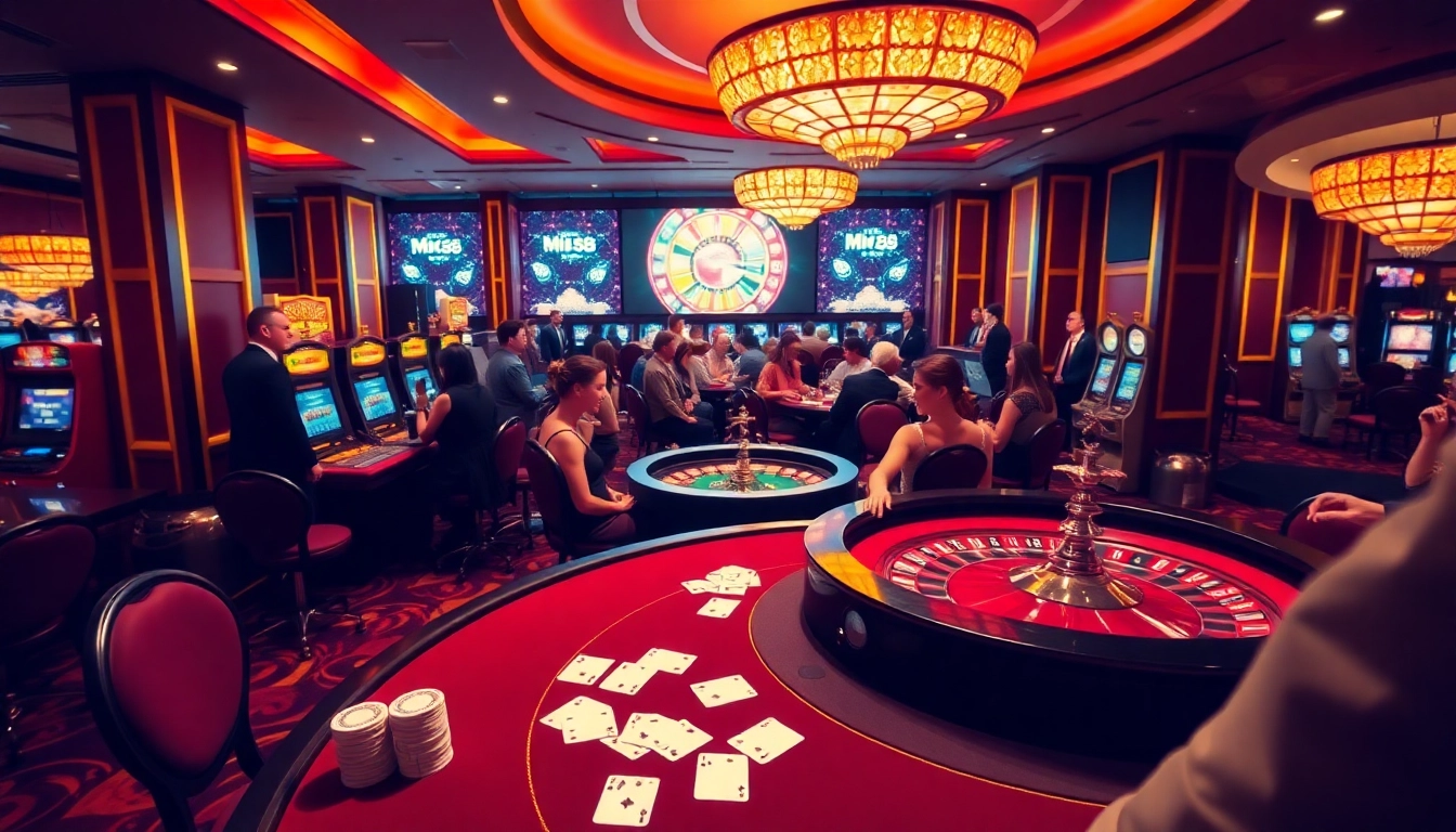 Experience the thrill of MM88 gaming with vibrant casino tables and excited players.