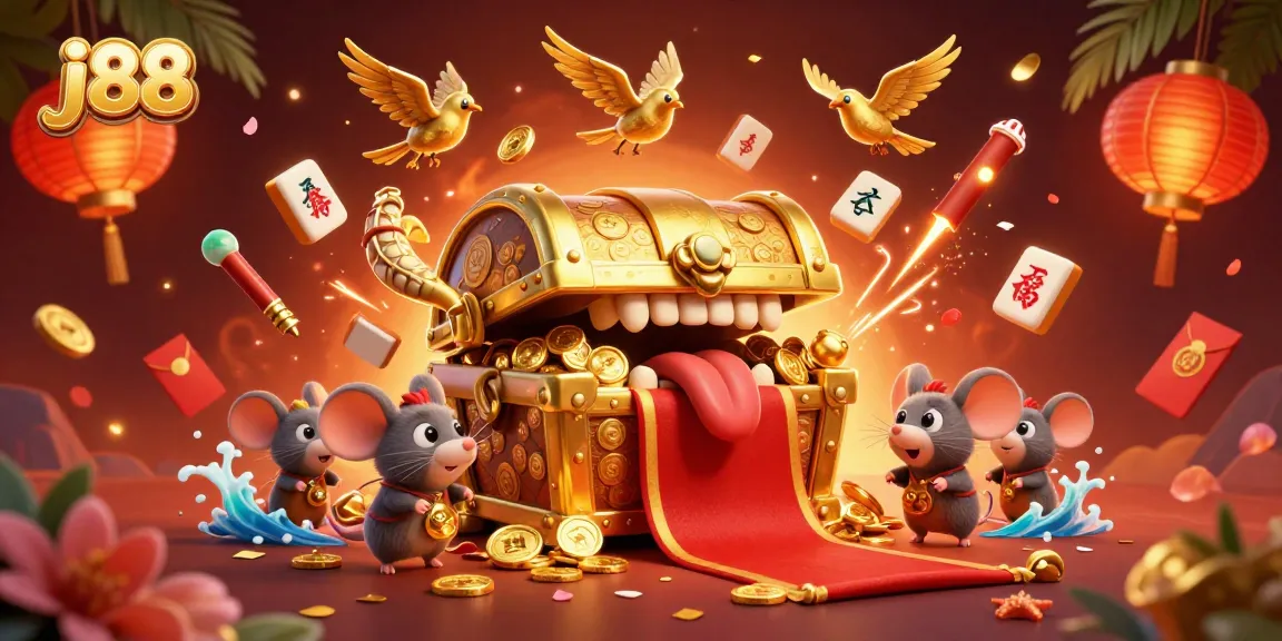 Experience the engaging world of j88 with adventurer mice drawn to treasure in this vibrant casino scene.