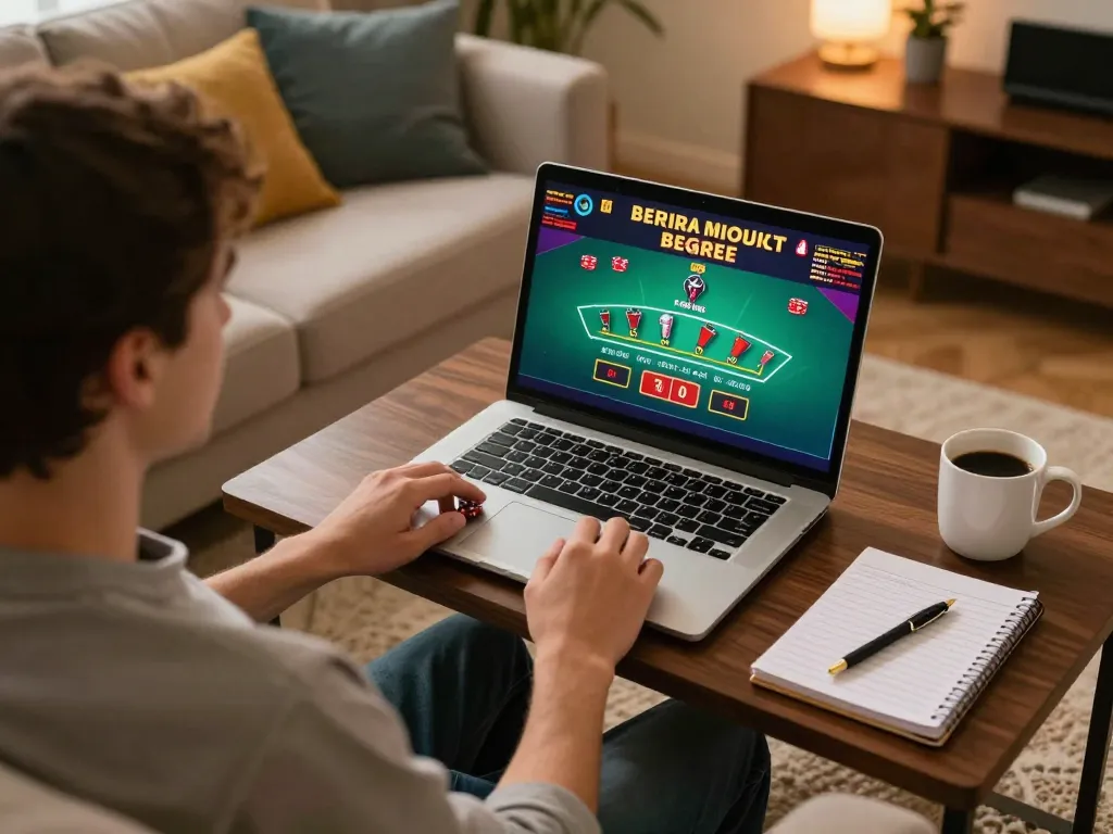 Engaging in live dealer games at nhà cái fly88 on a laptop while enjoying a cozy home environment.
