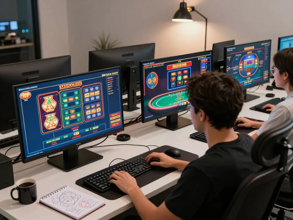 MISO88 players strategizing using multiple screens during an online casino session