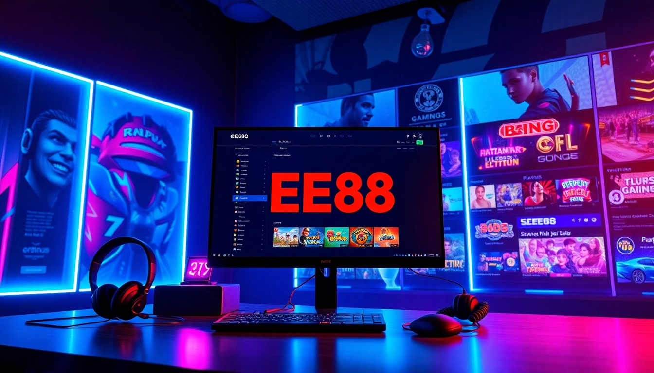 EE88 online gaming interface with modern setup and vibrant ambiance.