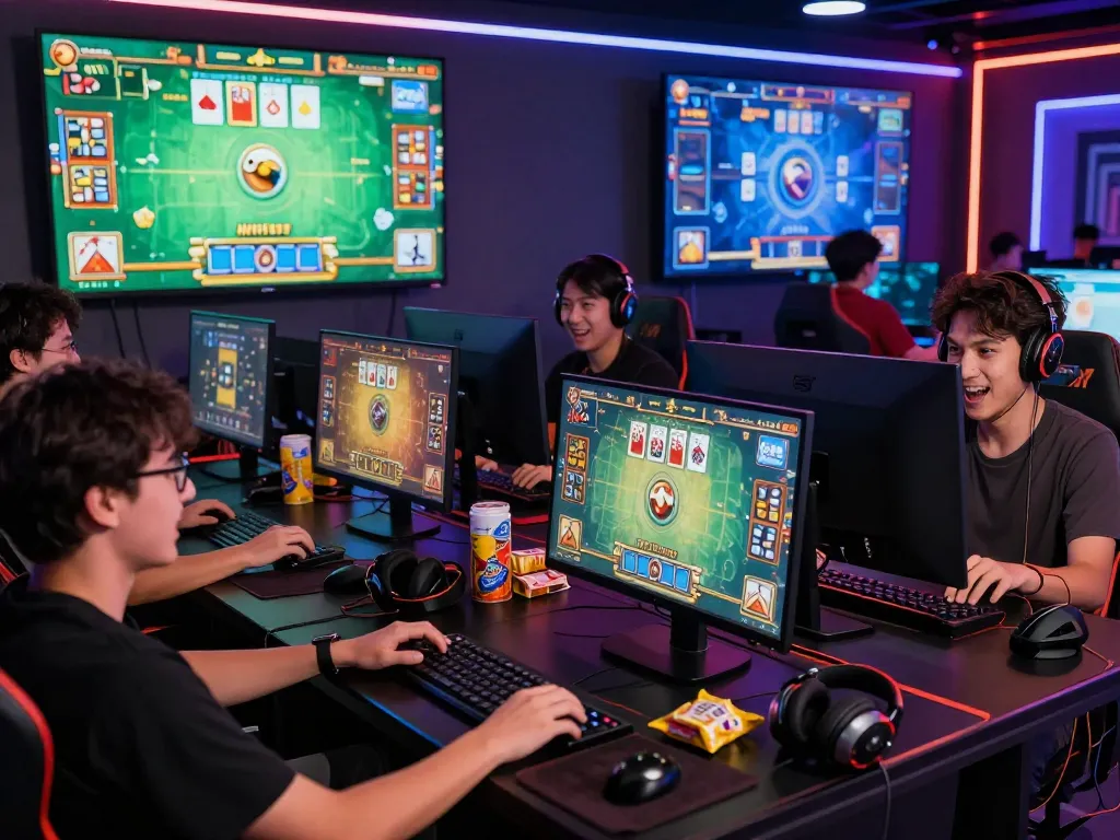 Engaged players immersed in rikvip online gaming, showcasing excitement and vibrant graphics.