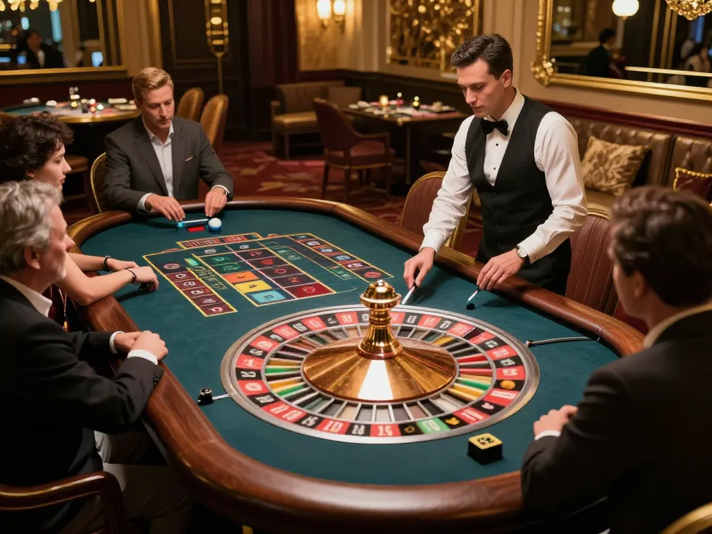 Exciting gameplay at 22luck8 roulette table with players eagerly watching the spinning wheel.