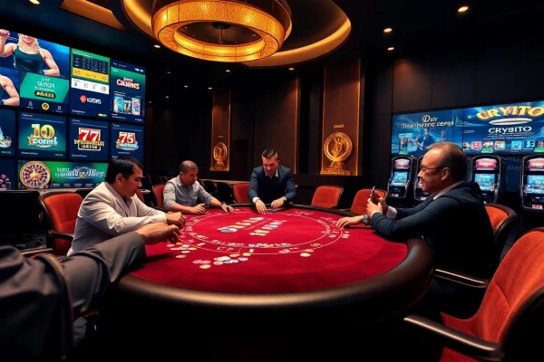 Experience the excitement of crypto online casinos with poker gameplay and vibrant casino elements.