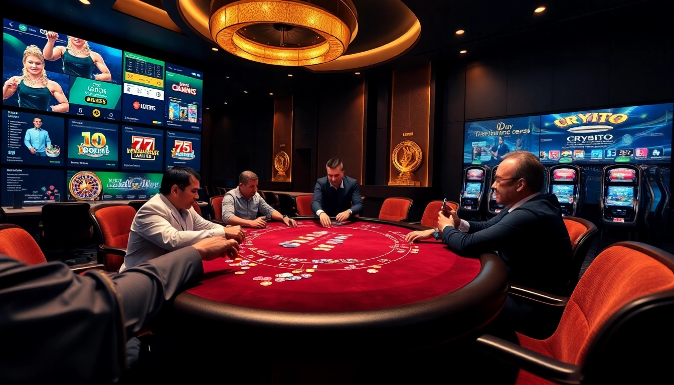 Experience the excitement of crypto online casinos with poker gameplay and vibrant casino elements.