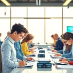 Apply for UK ETA online application with ease in a modern office setting.