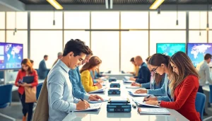 Apply for UK ETA online application with ease in a modern office setting.