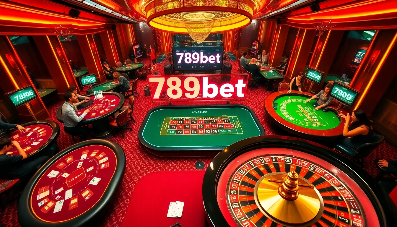 Players engaging in exciting gambling activities at 789bet's high-energy casino tables.