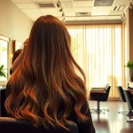 A hair stylist at Omnia Salon in San Diego applying balayage to a client in an elegant salon setting.
