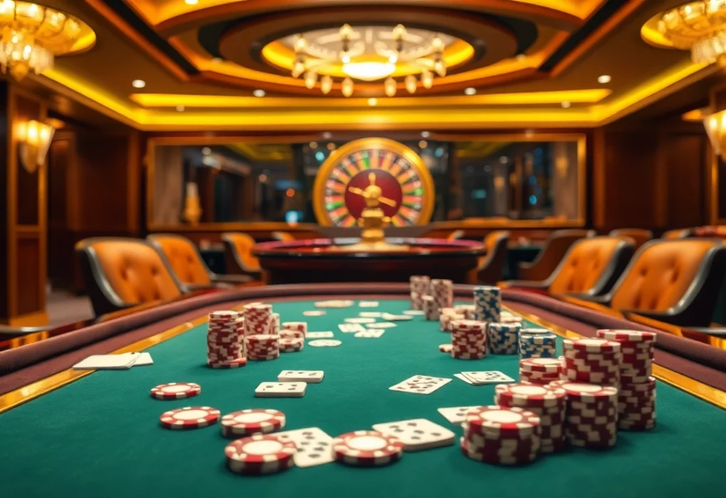 Players engaging in high-stakes poker at qq88 casino, showcasing excitement and luxury.