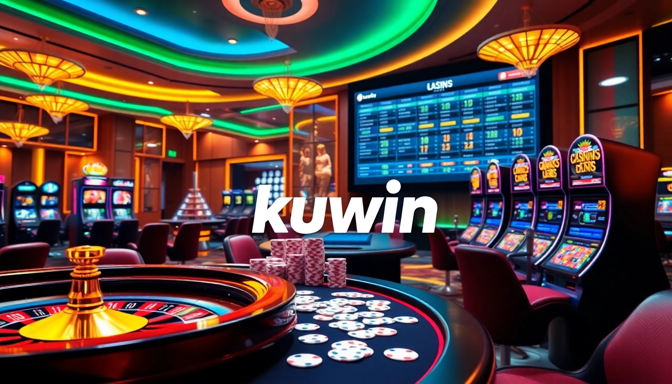 kuwin casino environment showcasing vibrant gaming tables and betting displays