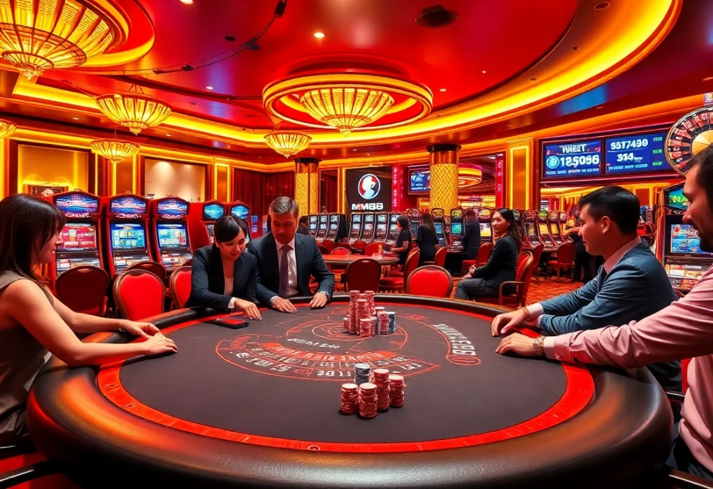 Experience the excitement of MM88 at a luxurious casino table with vibrant gameplay and engaging atmosphere.
