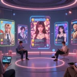 Engaging hentai ai chat interaction with virtual avatars in a vibrant digital space.