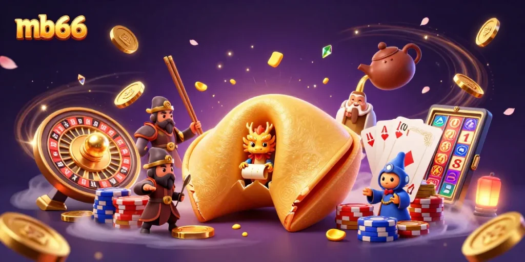 Engage with mb66 through exciting slots and fortune-filled elements from this vibrant 3D casino scene.