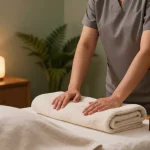 Relaxing massage therapy room showcasing 역삼동출장마사지 ambiance with calming decor and essential oils.