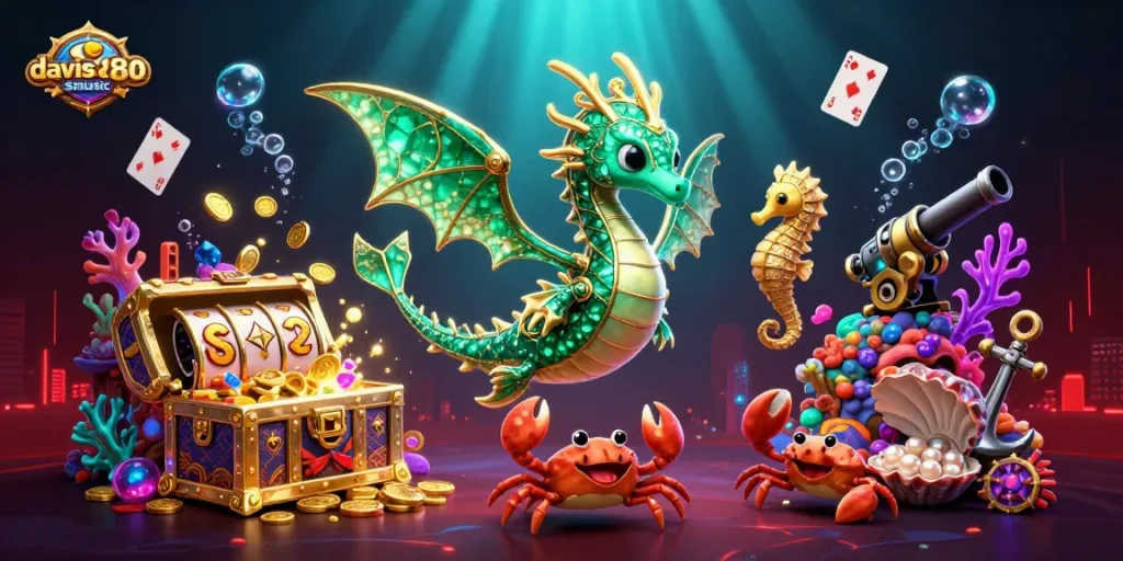 Catch exciting gaming action at davis80smusic with a vibrant 3D casino underwater scene.